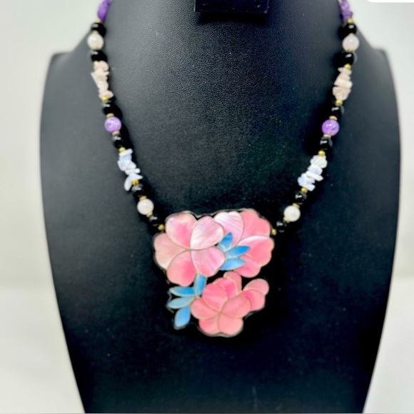 Lee Sands Pink Plumeria Floral Necklace - Picture 5 of 12